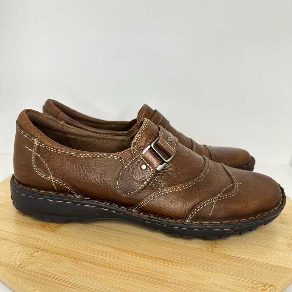 Earth Origins Clinton Brown Leather Slip On Loafers Comfort Shoes Womens Size 9